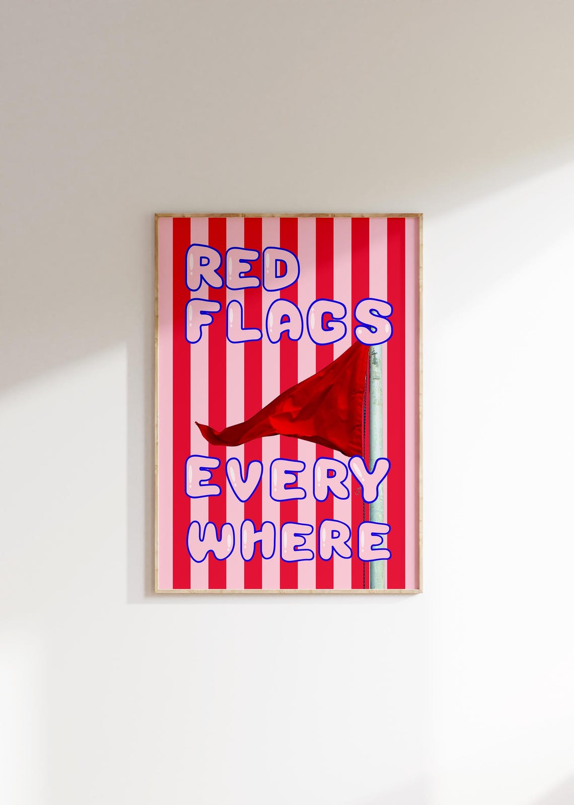 Red Flags Everywhere Retro Bubble Letter Funny Quote Wall Art Poster - Image 3
