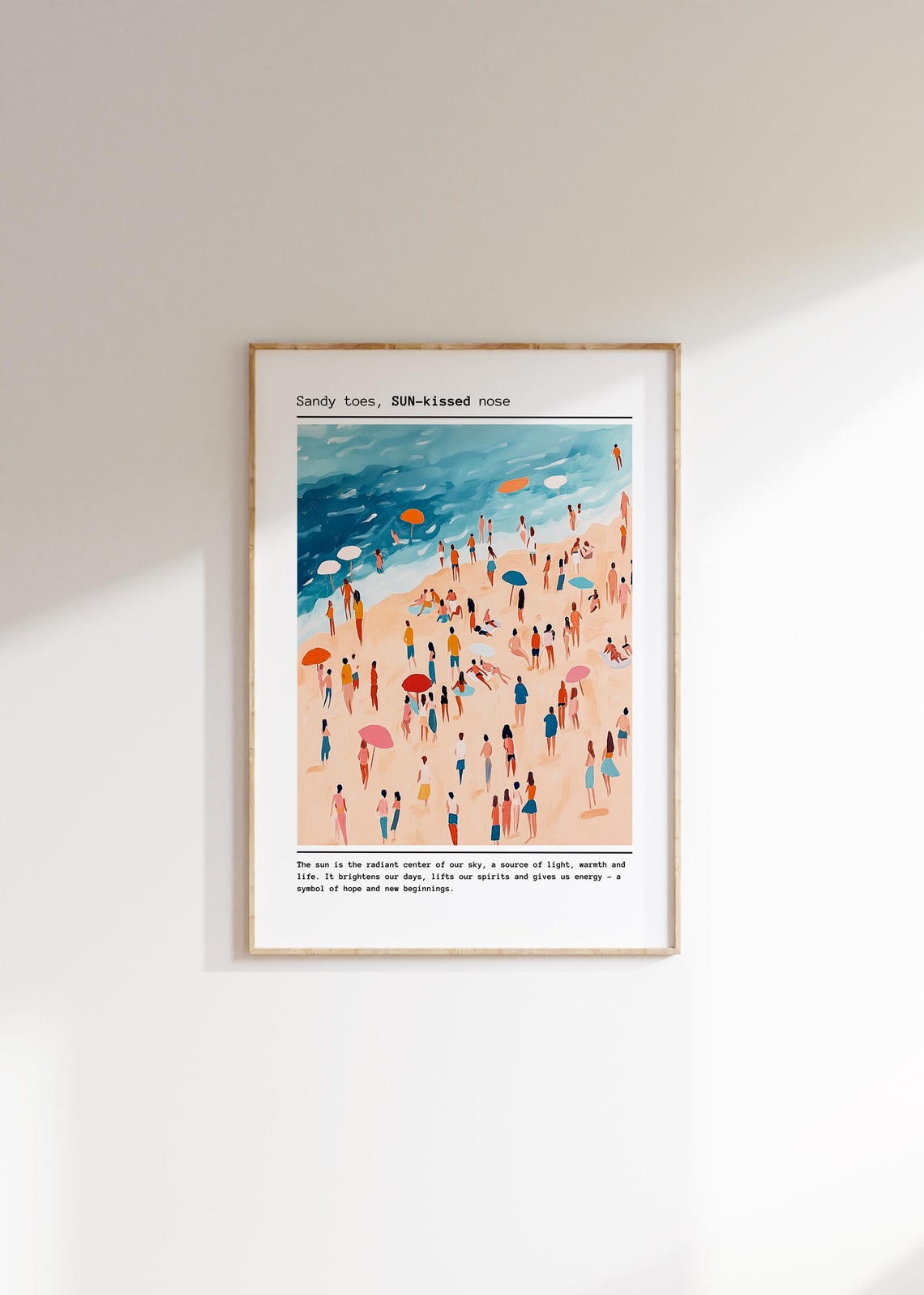 Sandy Toes Sun Kissed Nose Watercolor Beach Crowd Seaside Poster - Image 4