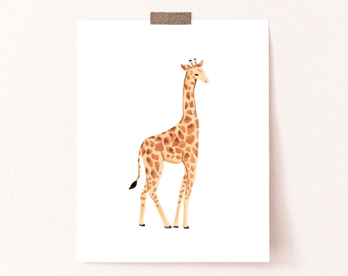 Giraffe Watercolor Nursery Animal Art Print - Image 3