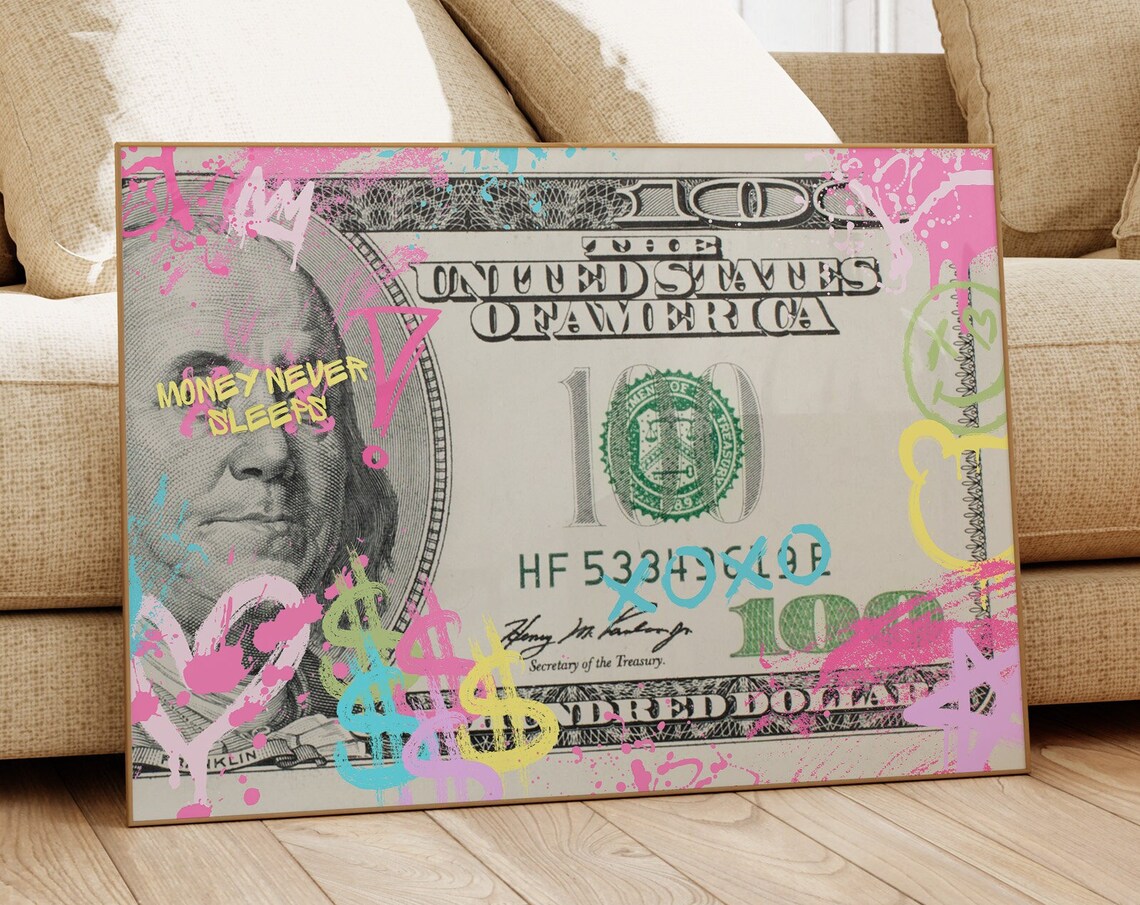 Graffiti Money Poster, Preppy Urban Wall Art
