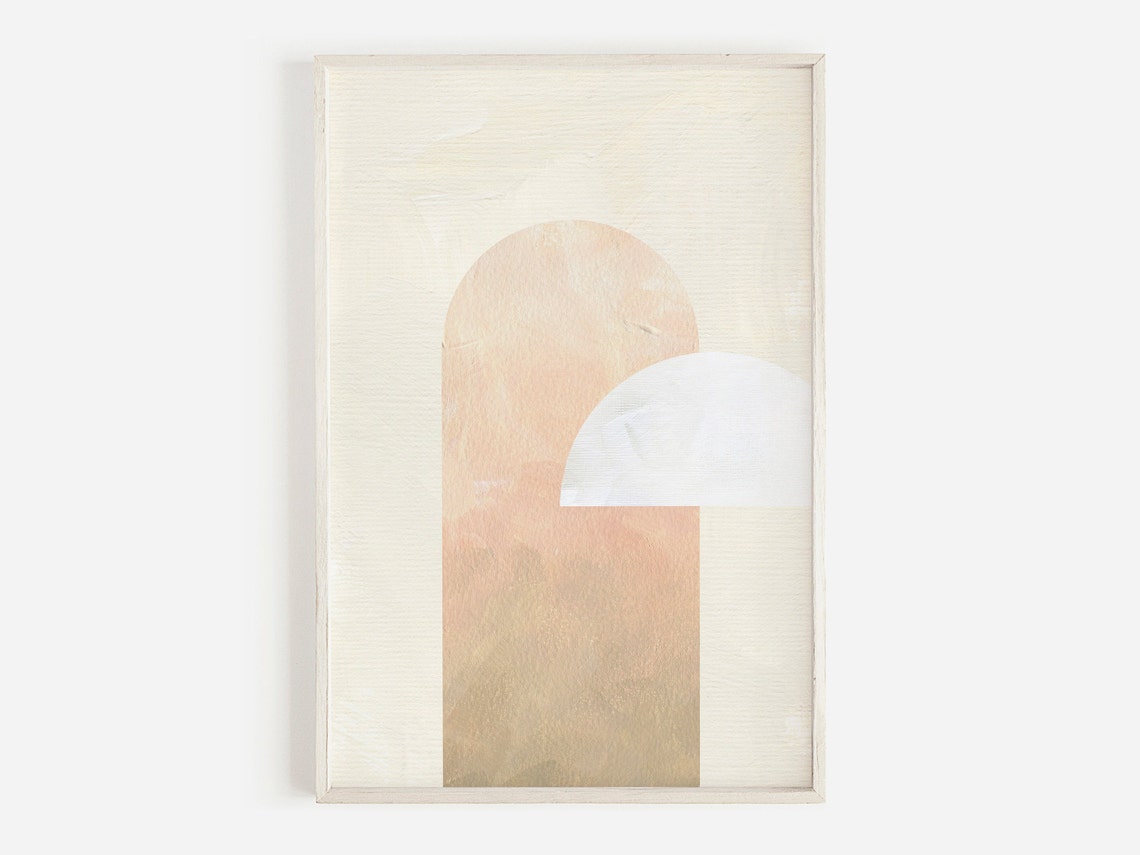 Blush Pink Watercolor Arch Sun Abstract Boho Minimalist Neutral Poster