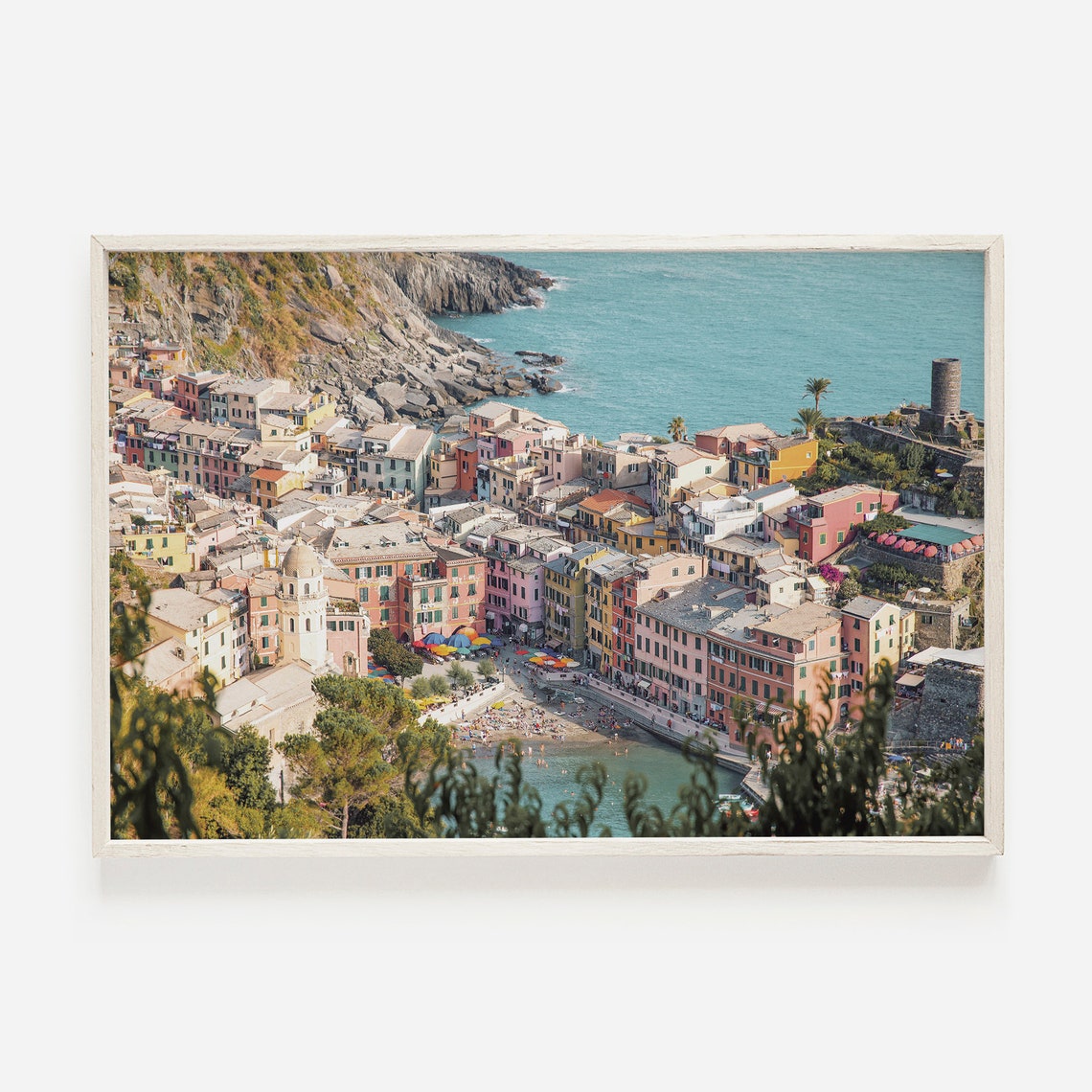 Colorful Cinque Terre Village Harbor Pastel Houses Seaside View Poster