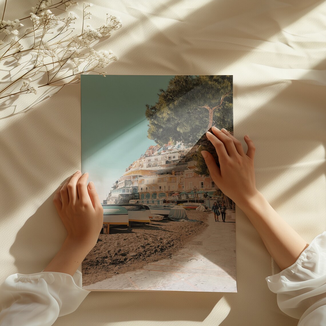 Positano Italy Fishing Boats Beach Cliffside Village Coast Poster - Image 3