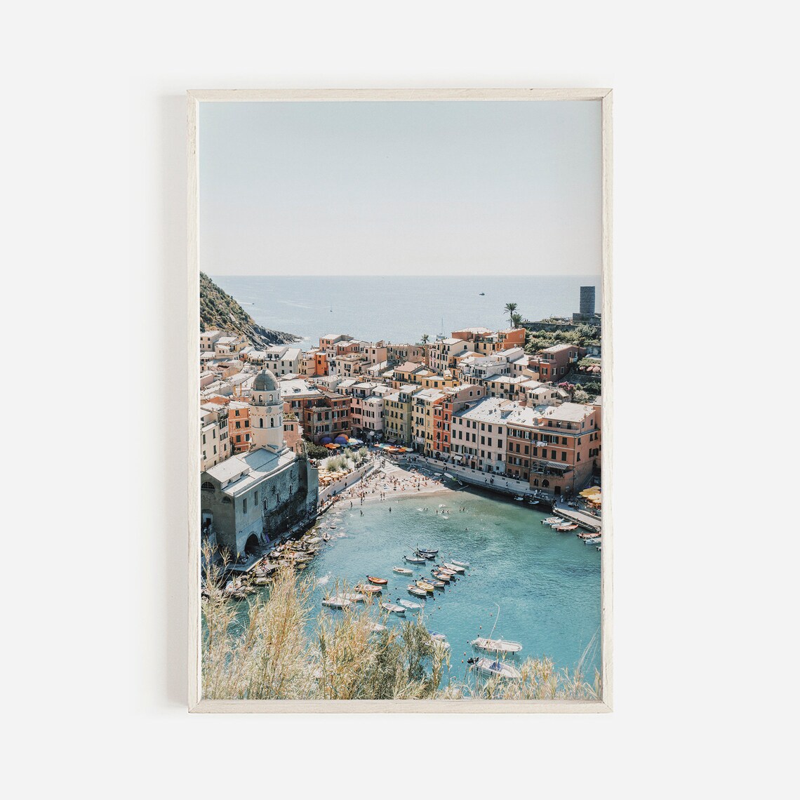 Cinque Terre Vernazza Harbor Church Colorful Village Seaside Poster