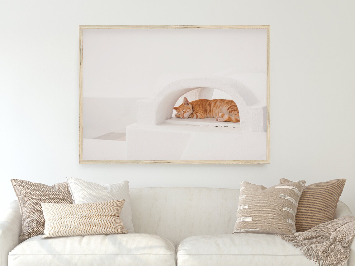 Sleeping Cat Print Greece, Travel Decor Poster - Image 3