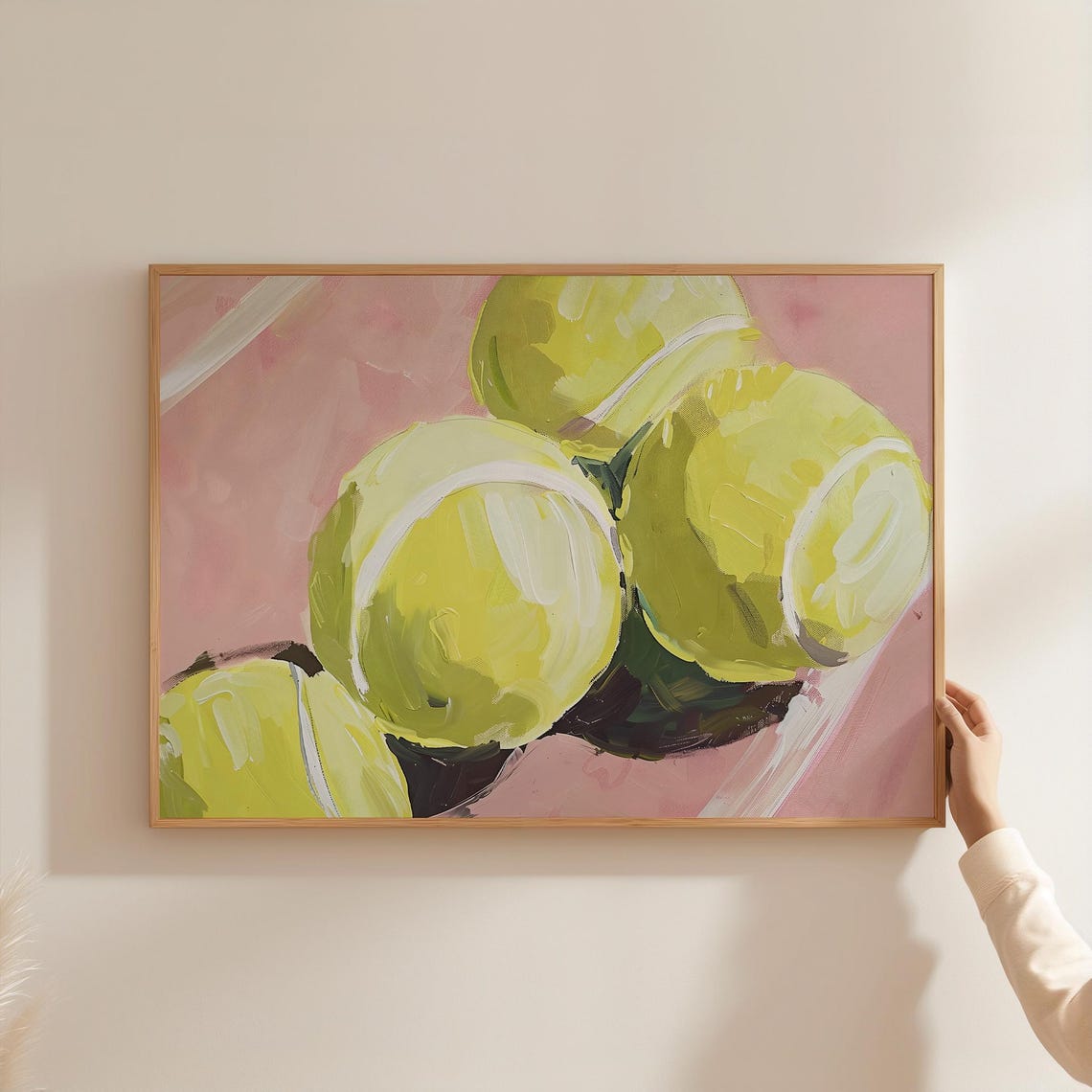 Tennis Ball Wall Art Girly Tennis Poster Tennis Ball On Pink Court Mid Century Tennis Decor Retro Womens Tennis Poster Pink Tennis Art - Image 3