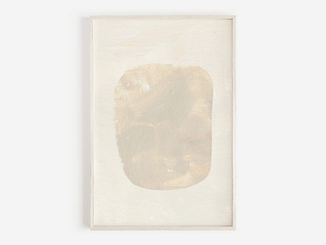 Neutral Beige Organic Shape Minimal Abstract Modern Japandi Art Print