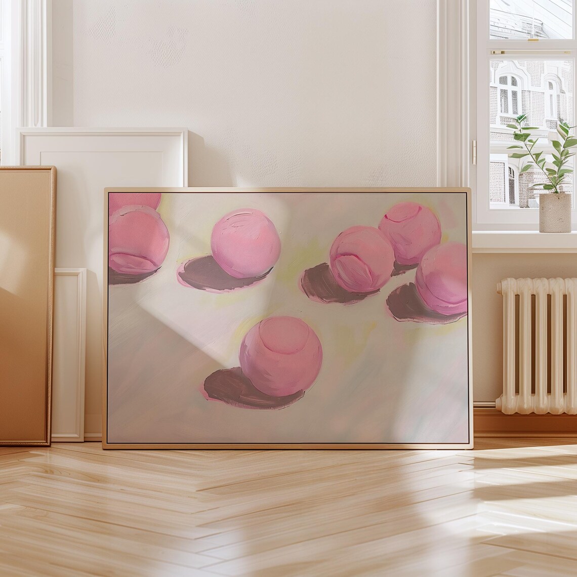 Pink Tennis Balls Scattered Soft Painting Girly Sports Art Poster - Image 4