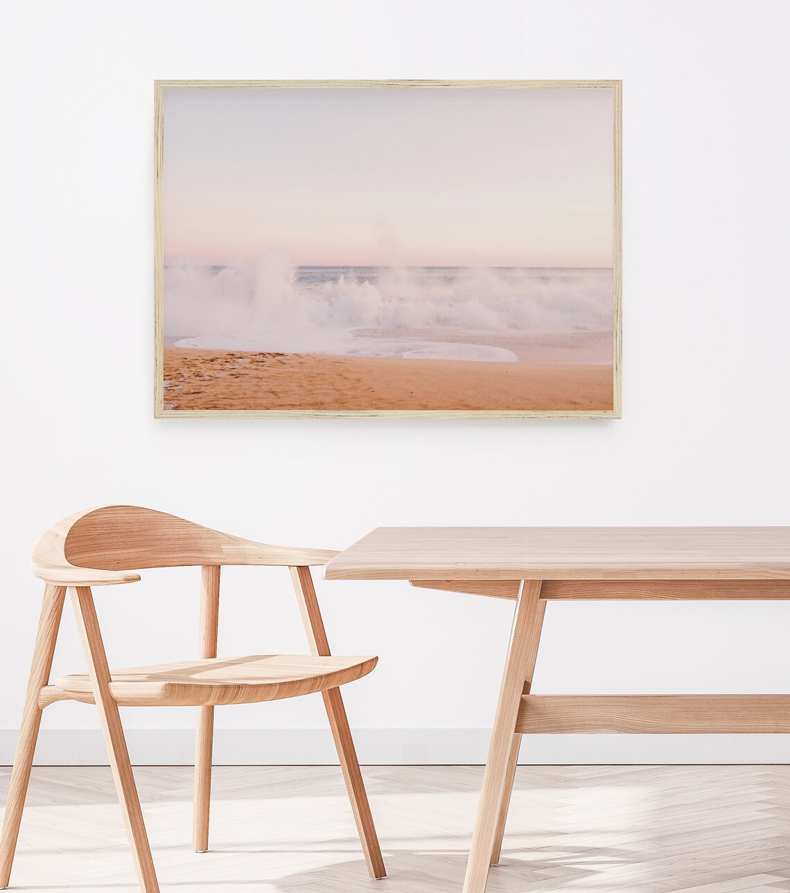 Pastel Sunset Waves Golden Beach Soft Foam Ocean Travel Poster - Image 3