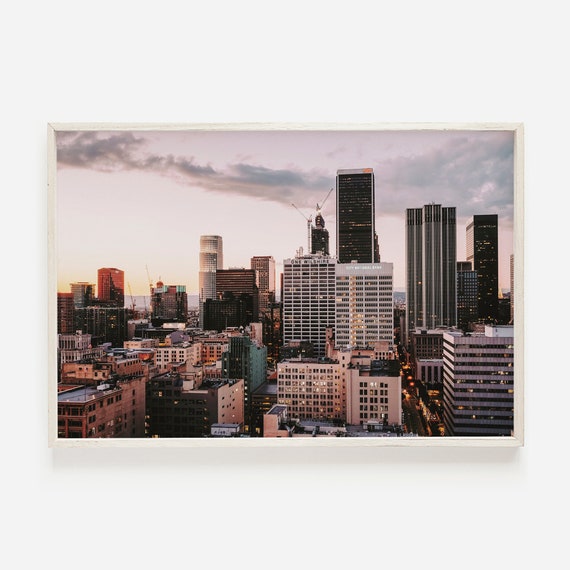 Los Angeles Skyline La Sunset Print La Skyline Wall Art Horizontal Print California Sunset Los Angeles Photography La California Print