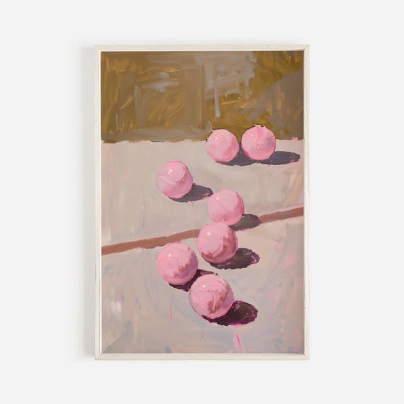 Pink Tennis Aesthetic Wall Art Pink Tennis Balls Poster Athletics Wall Art Preppy Tennis Print Tennis Ball Illustration Girly Tennis