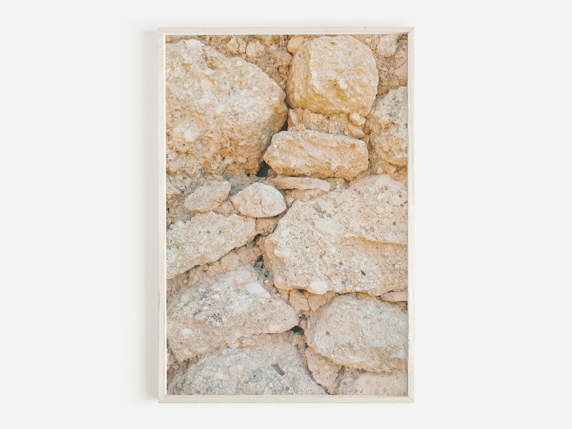 Stone Wall Beige Neutral Texture Art Print