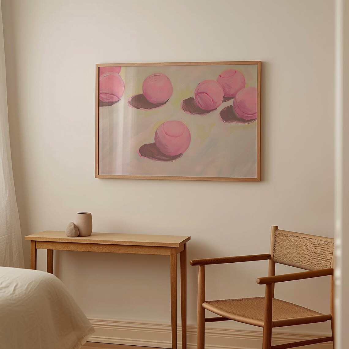 Pink Tennis Balls Scattered Soft Painting Girly Sports Art Poster - Image 2