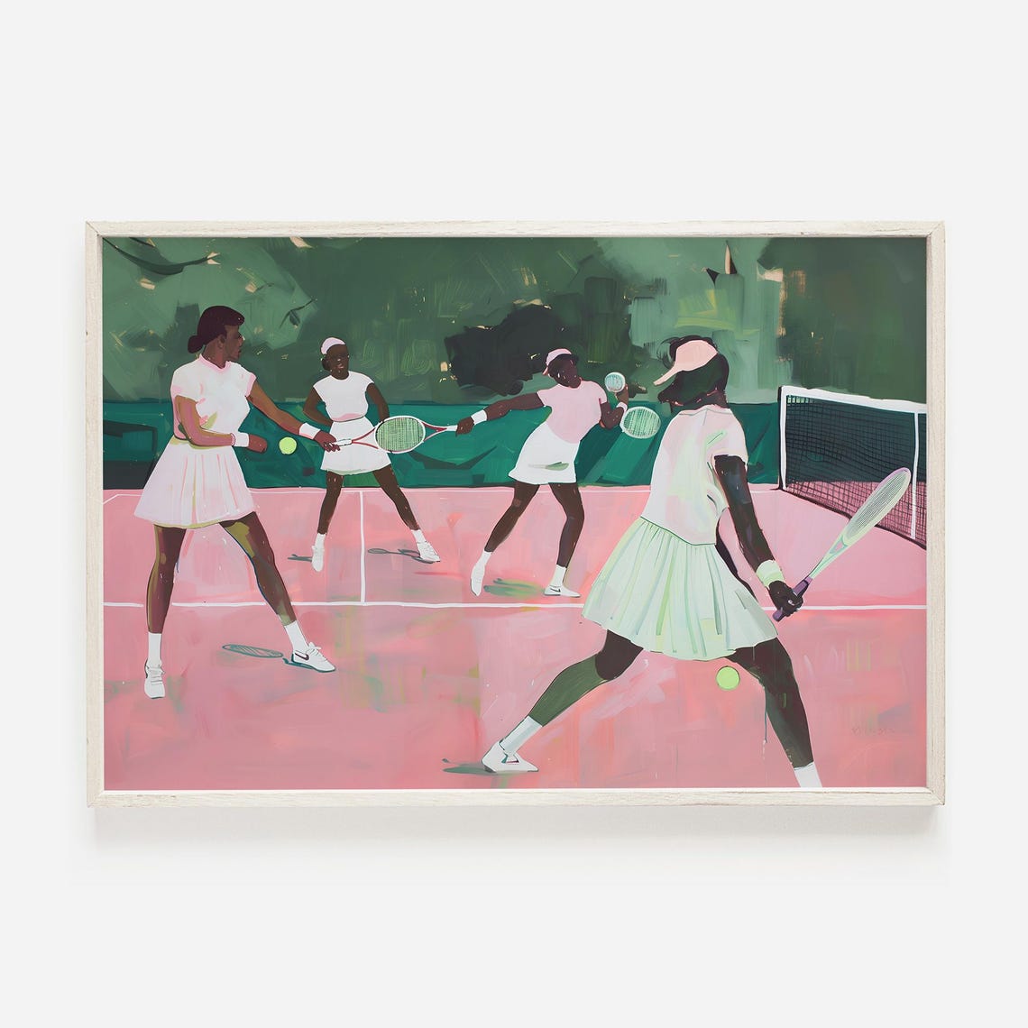 Vintage Tennis Match Print Pink Aesthetics Girly Athletics Poster Pink Tennis Decor Retro Tennis Pink Tennis Court