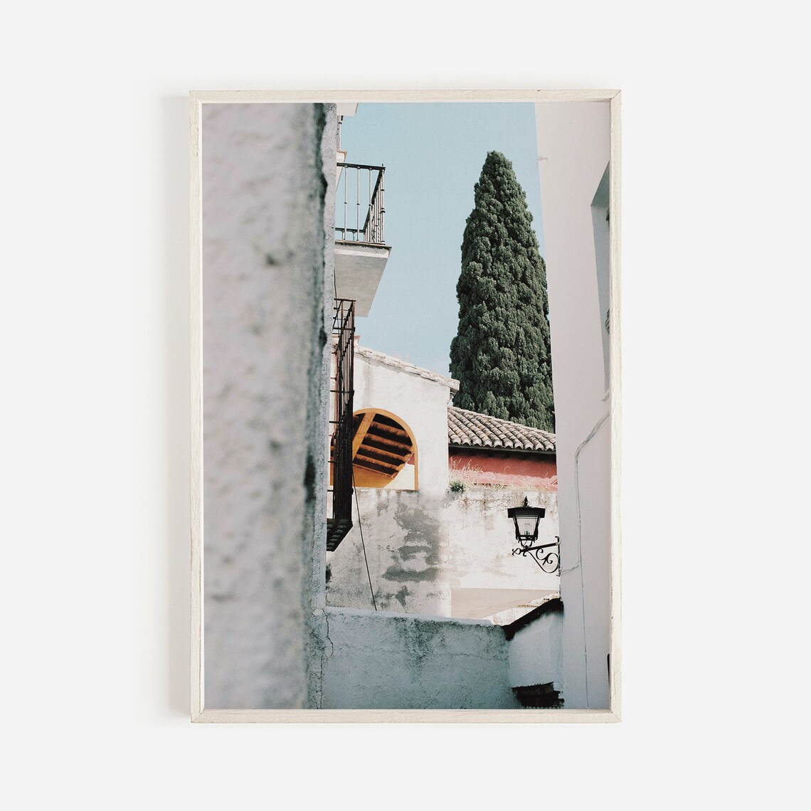 Italy Mediterranean Old Town Whitewashed Cypress Alley Photo Poster