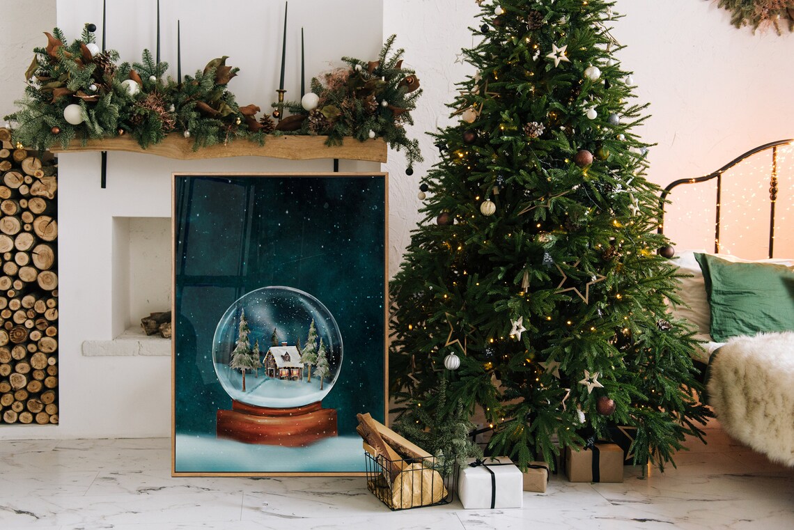 Snow Globe Painting, Winter Holiday Decor - Image 2