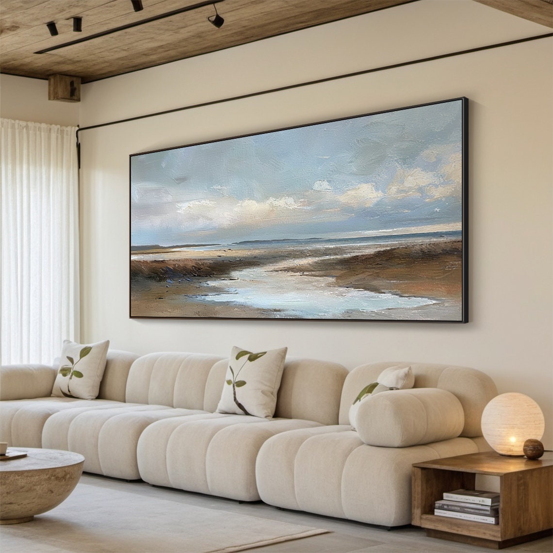 Brown Marsh Coastal Inlet Under Blue Sky Landscape Art Poster - Image 5