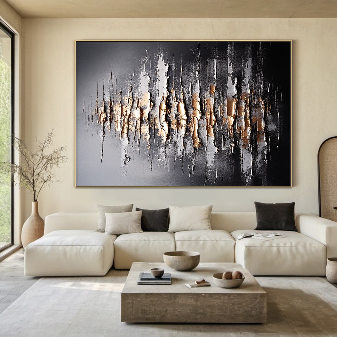 Wabi Sabi Abstract Wall Art Print, Black and Gold - Image 5