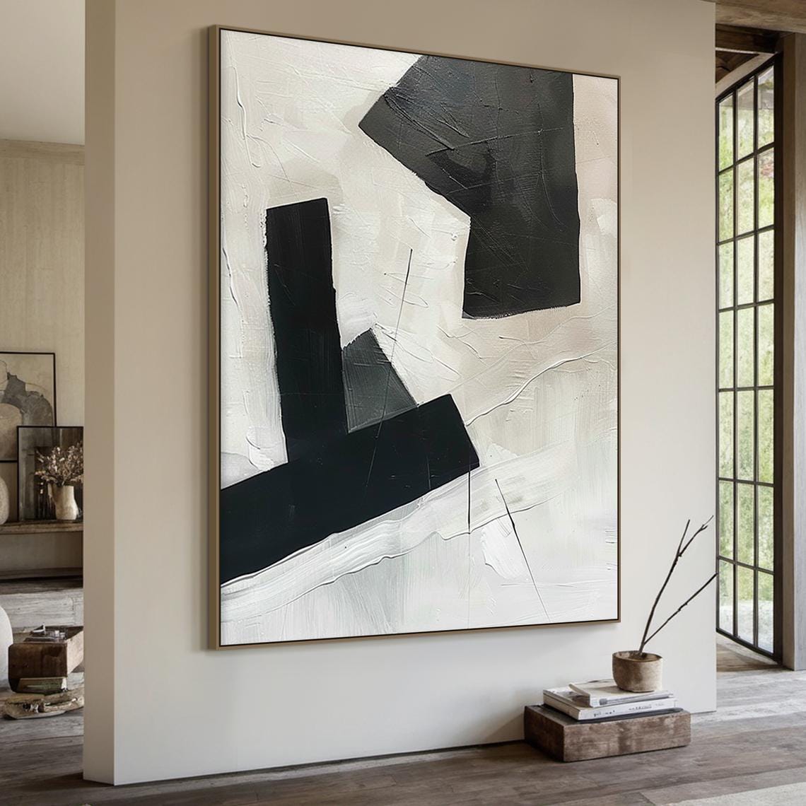 Black White Bold Geometric Shapes Abstract Minimalist Modern Wall Art - Image 5