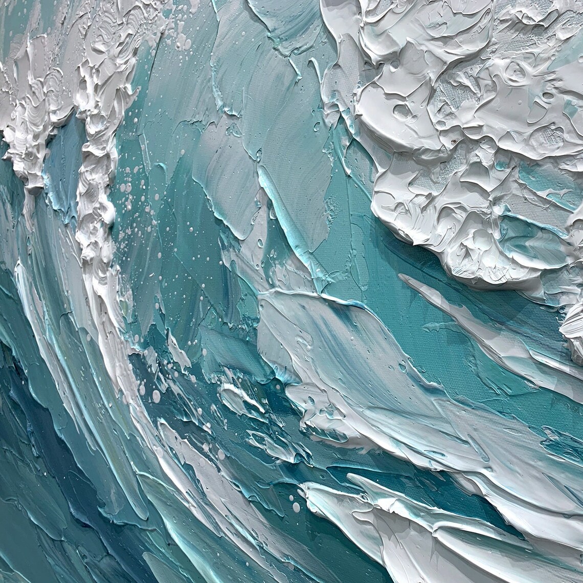 Blue Ocean Waves Abstract Art Print, Living Room Decor - Image 5