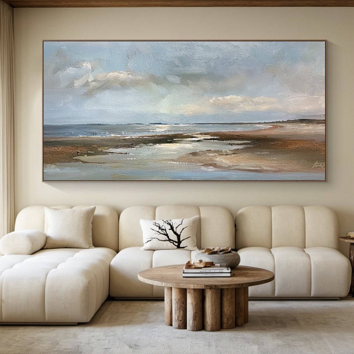 Large Original Blue Sky Abstract Oil Painting Natural Sky Clouds Landscape Painting Modern Living Room Decoration Art - Image 4