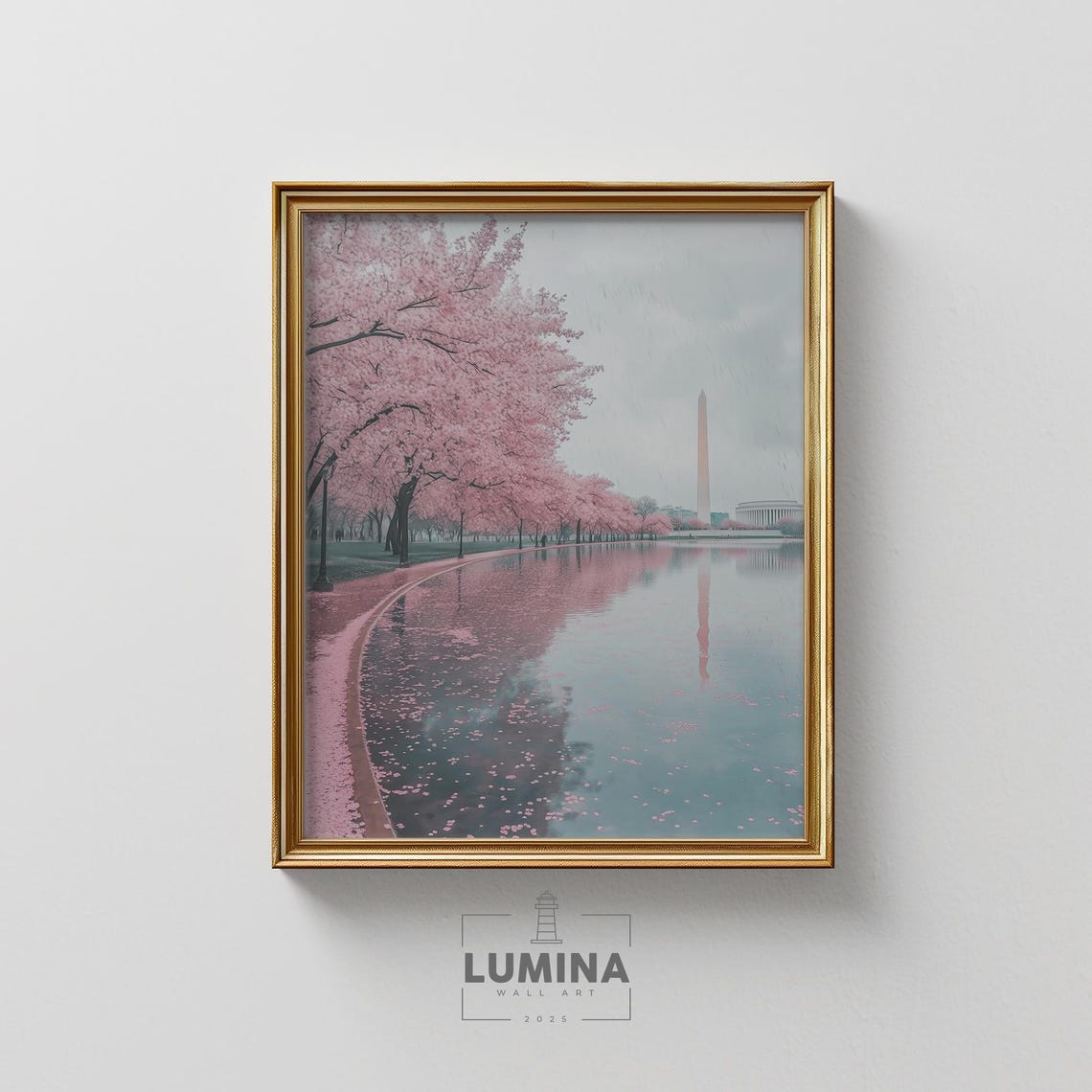 Cherry Blossom Tidal Basin Washington Monument Reflection Wall Art