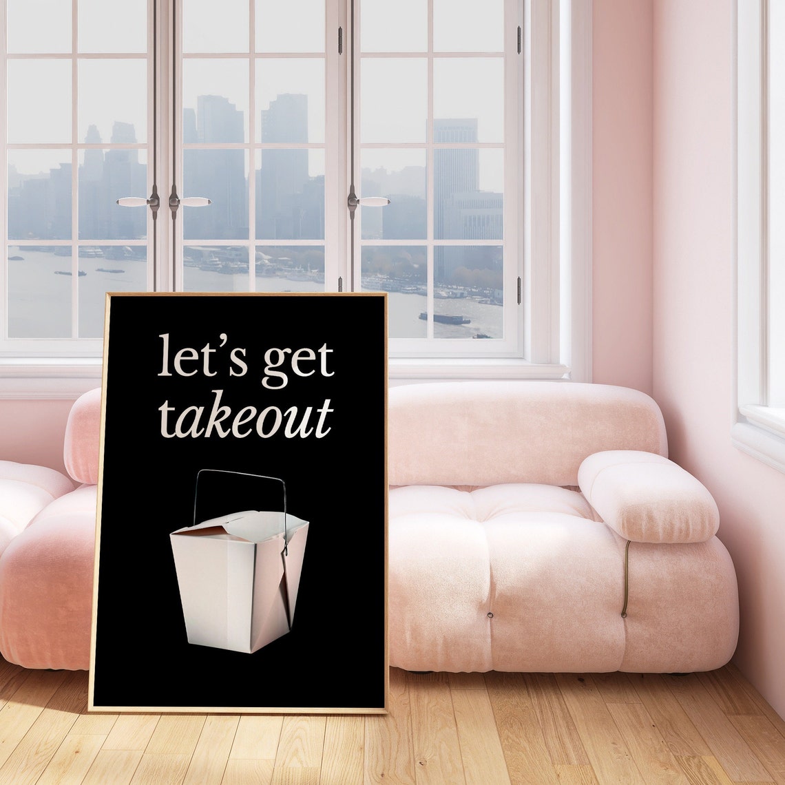 Lets Get Takeout White Takeout Box Retro Black Kitchen Poster - Image 2