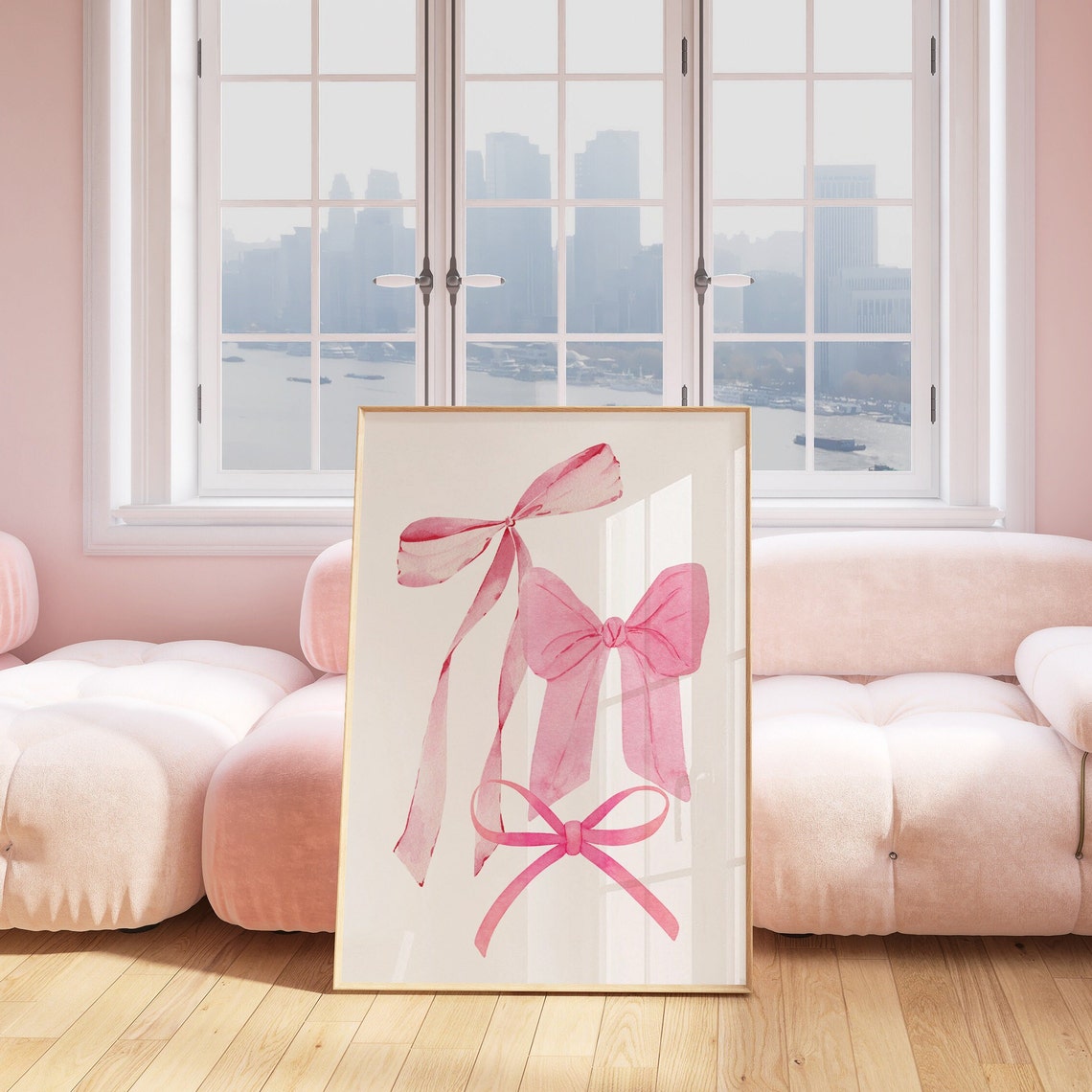 Pink Watercolor Bow Trio Balletcore Coquette Room Decor Poster - Image 3