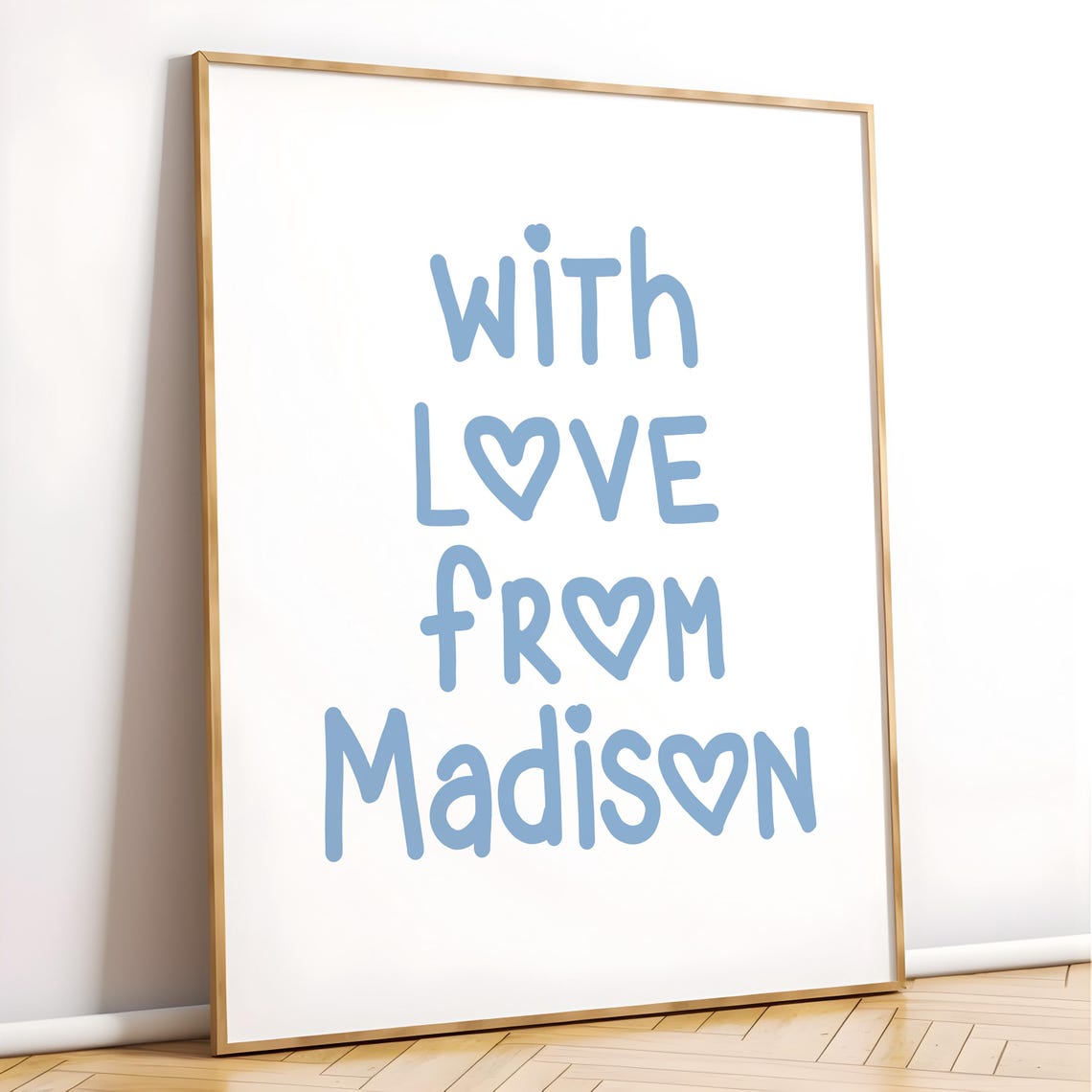 With Love From Madison Blue Handwritten Hearts Quote Decor Poster