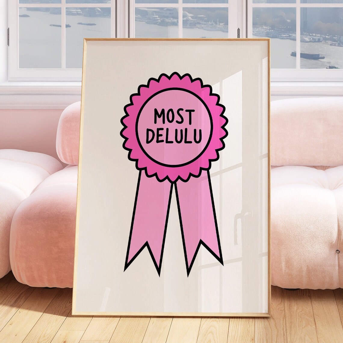 Most Delulu Pink Prize Ribbon Funny Quote Girly Room Decor Poster