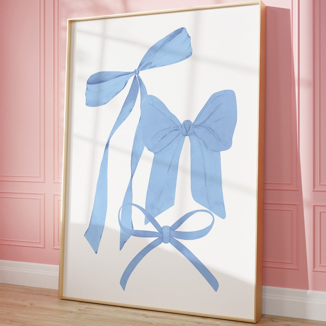 Blue Watercolor Bow Trio Balletcore Aesthetic Room Decor Poster - Image 3