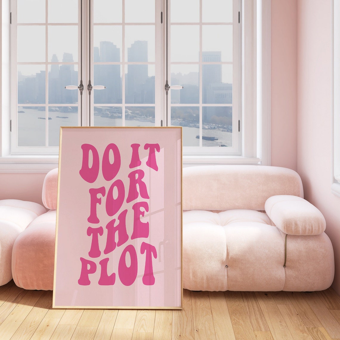 Do It For The Plot Retro Pink Wavy Bubble Lettering Quote Poster - Image 2