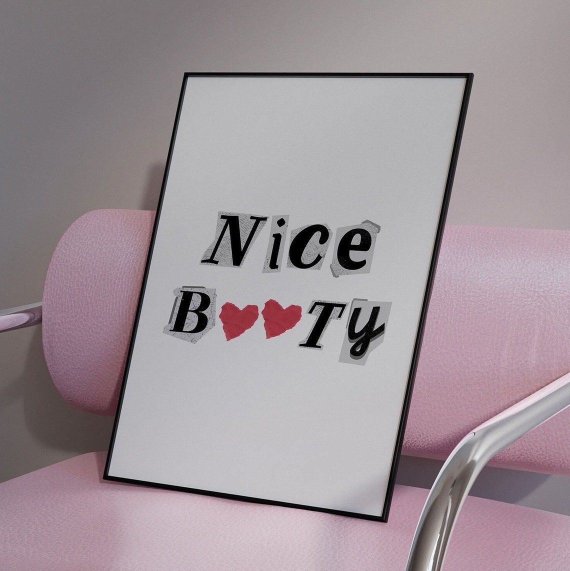 Nice Booty Playful Ransom Lettering Hearts Funny Bathroom Poster - Image 4