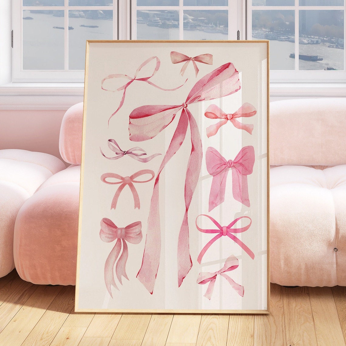 Pink Watercolor Bows Coquette Balletcore Girly Room Decor Poster - Image 3