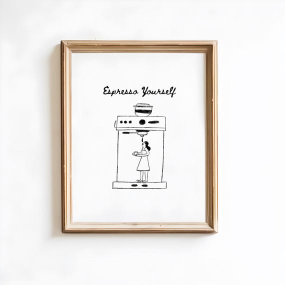 Vintage Espresso Coffee Bar Poster Art Print Aesthetic Kitchen Decor Kitchen Wall Art Cute Art Print Maximalist Chef Kitchen Art