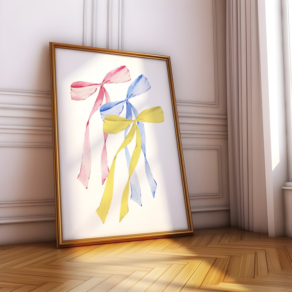 Pastel Watercolor Ribbon Bows Coquette Aesthetic Room Poster - Image 3