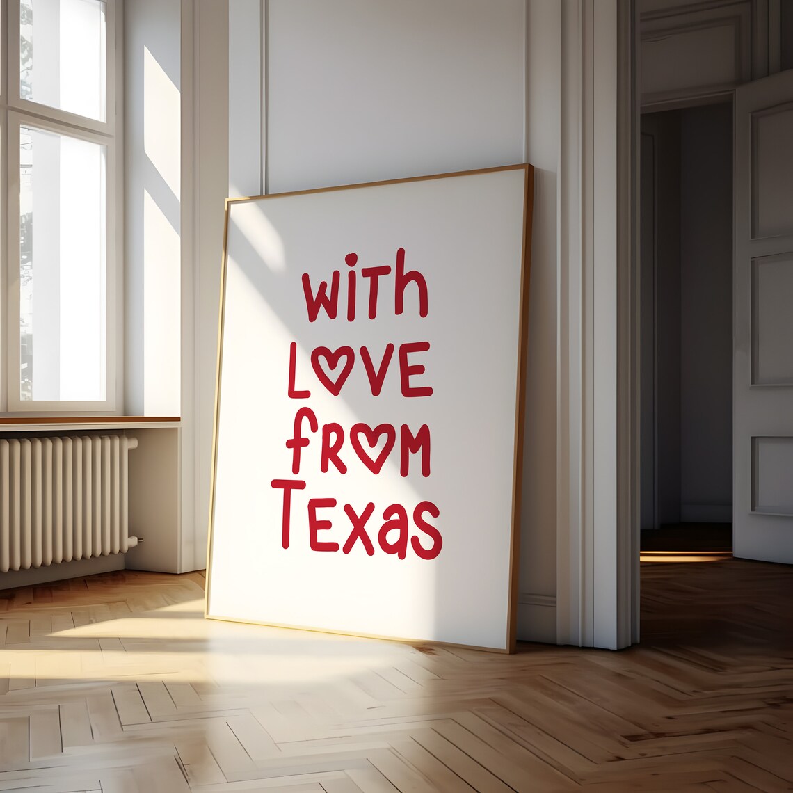 With Love From Texas Red Heart Hand Lettering State Pride Poster - Image 3