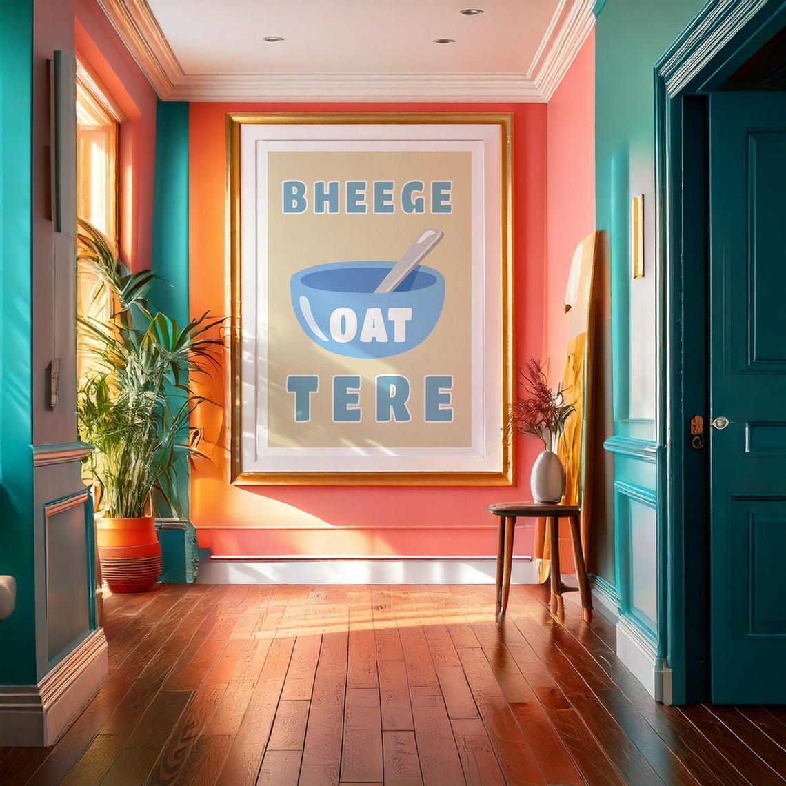 Bheege Oat Tere Punny Poster Bollywood Inspired Wordplay Art A3 A4 A5 Sizes Fun Kitchen Wall Decor - Image 2