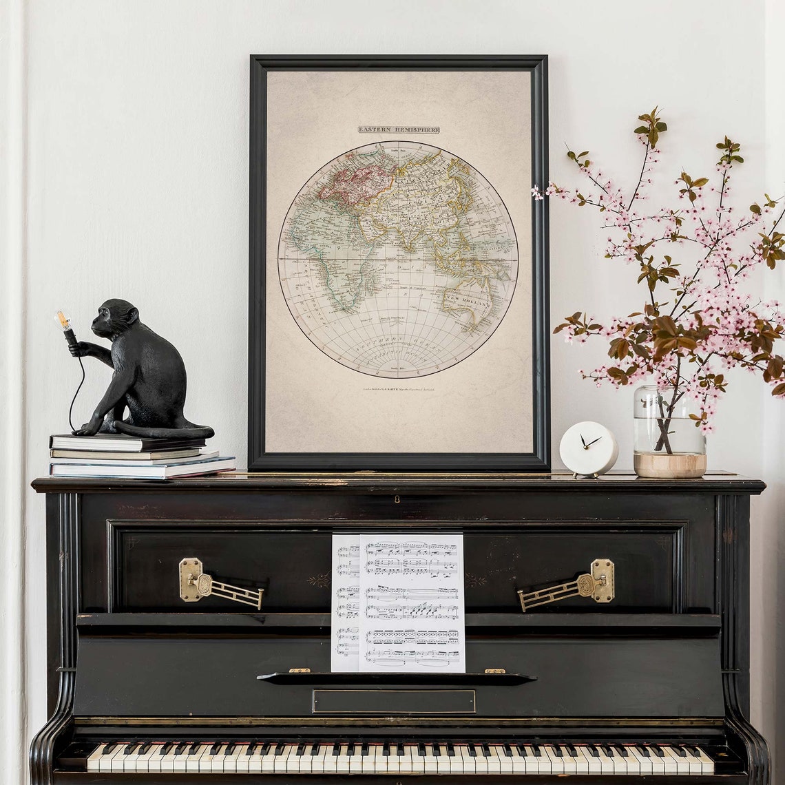 Antique Eastern Hemisphere World Map Engraving Cartography Poster - Image 3