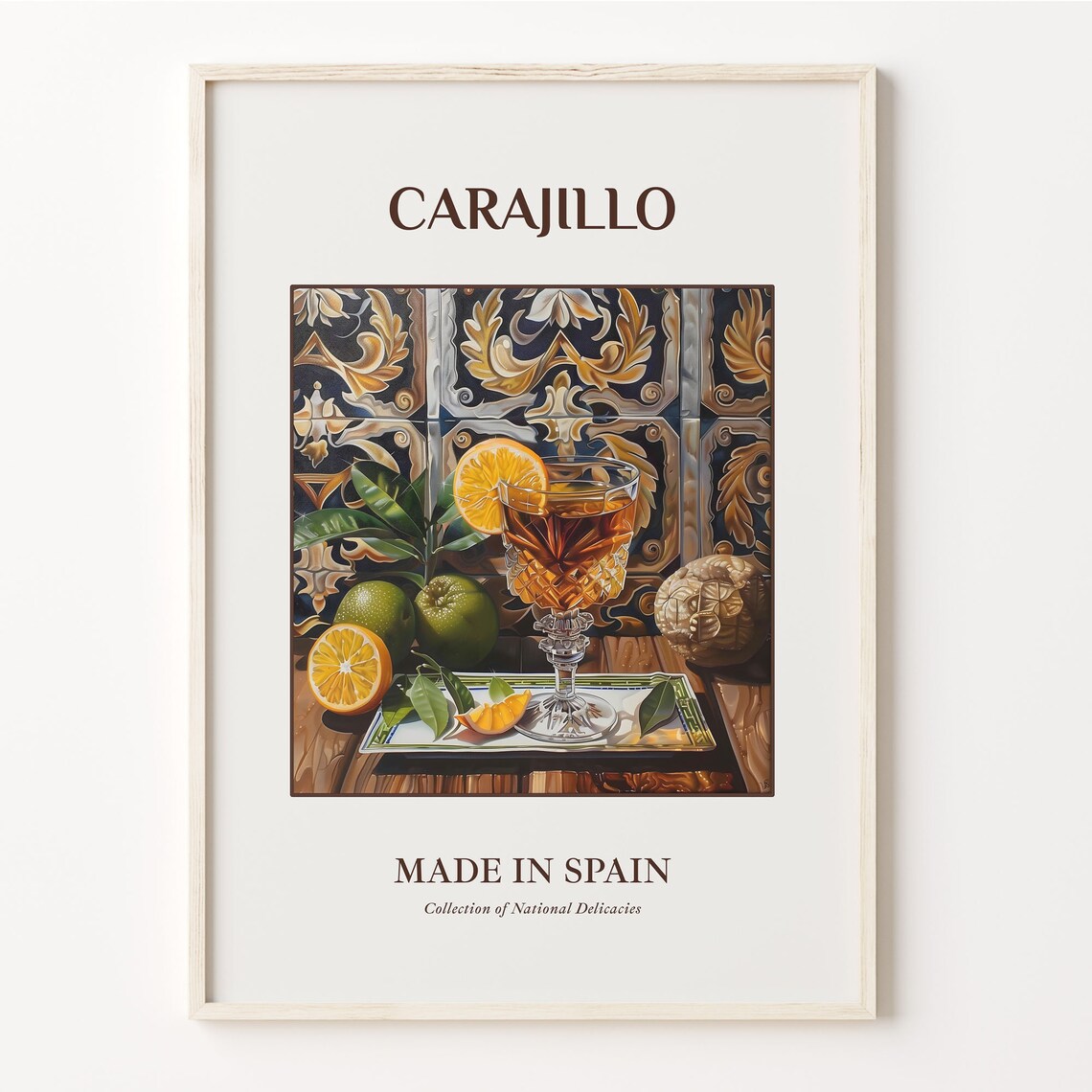 Carajillo Spanish Coffee Liqueur Orange Citrus Tile Art Poster