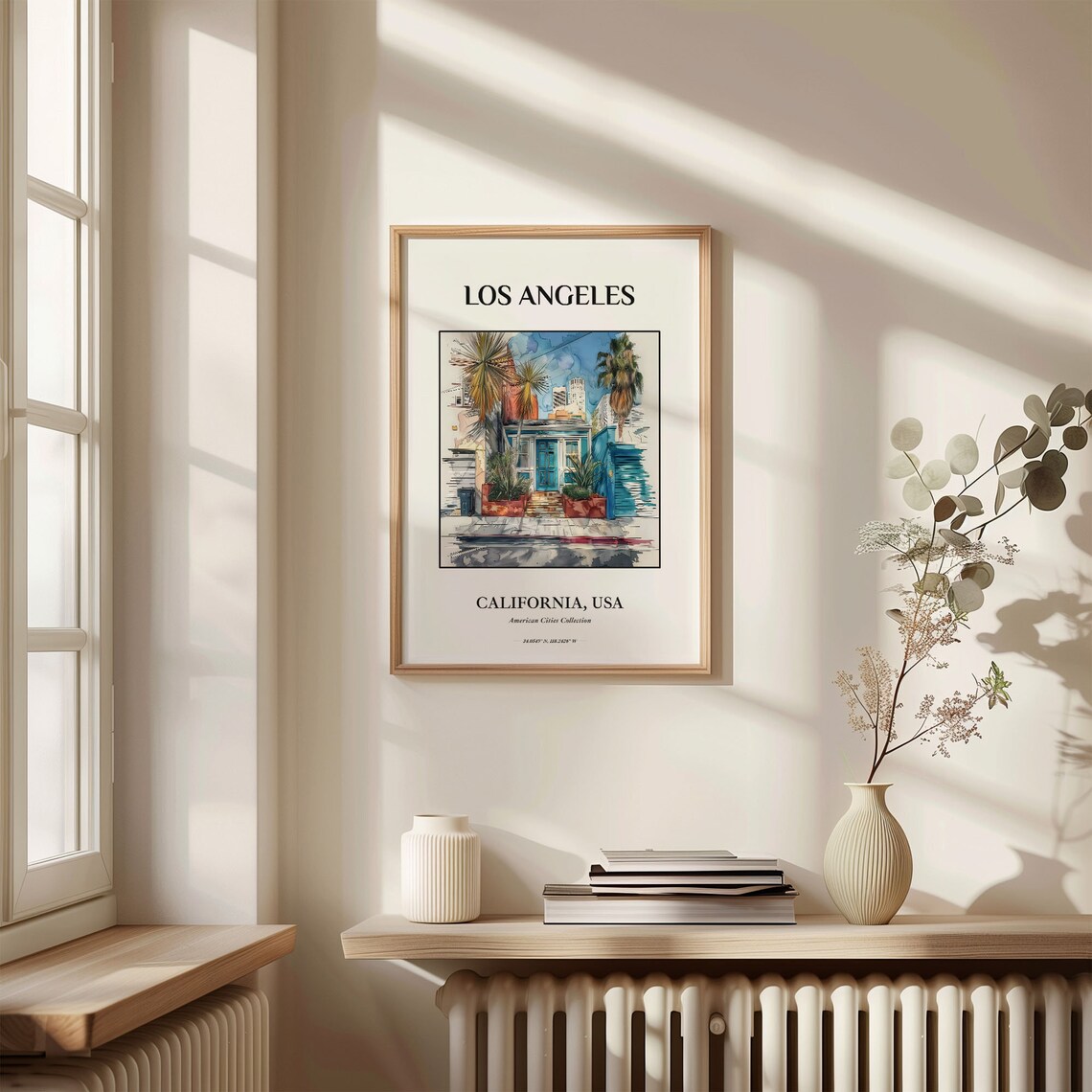 Los Angeles California Blue Door Street Watercolor Home Decor Poster - Image 3