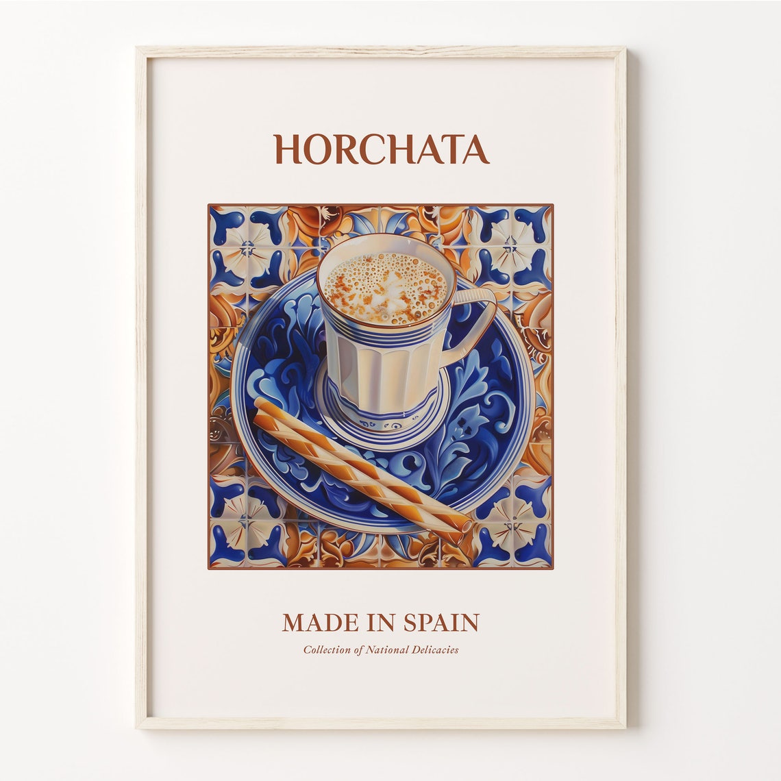 Horchata Spanish Tigernut Milk Drink Cup Tile Art Kitchen Poster
