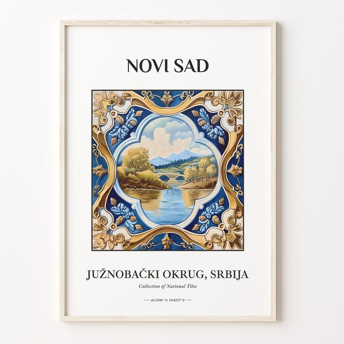 Novi Sad Serbia Danube River Landscape Ceramic Tile Art Wall Poster