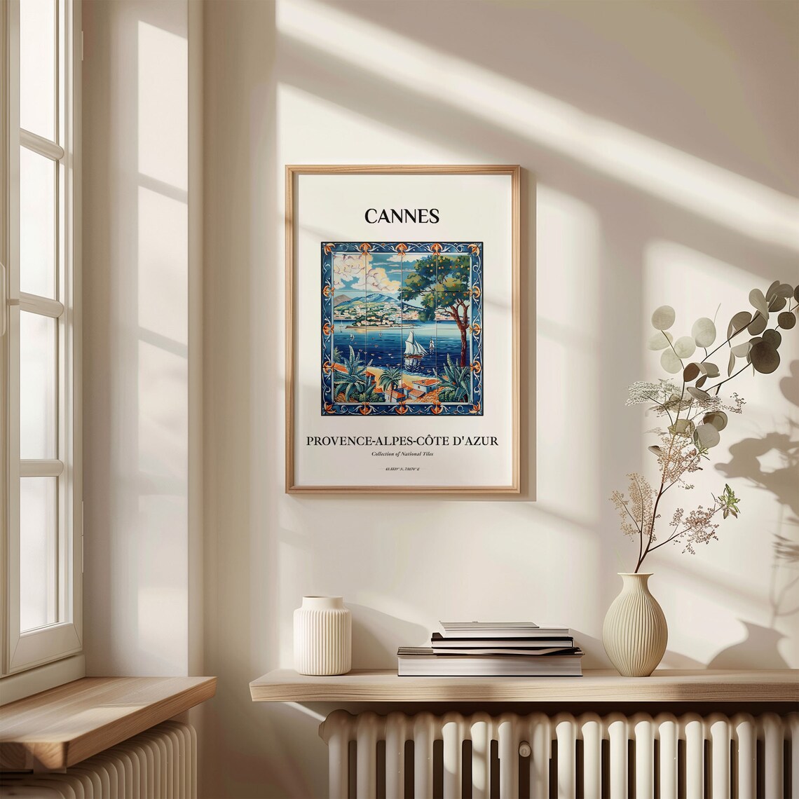 Cannes French Riviera Harbor Sailboat Coastal Tile Mural Poster - Image 3