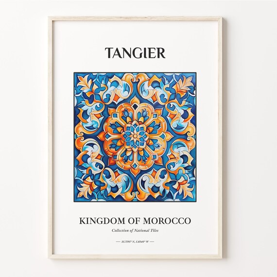 Tangier Morocco Tile Art Print Traditional Folk Wall Decor Aesthetic Poster For Dorm Room C32 390