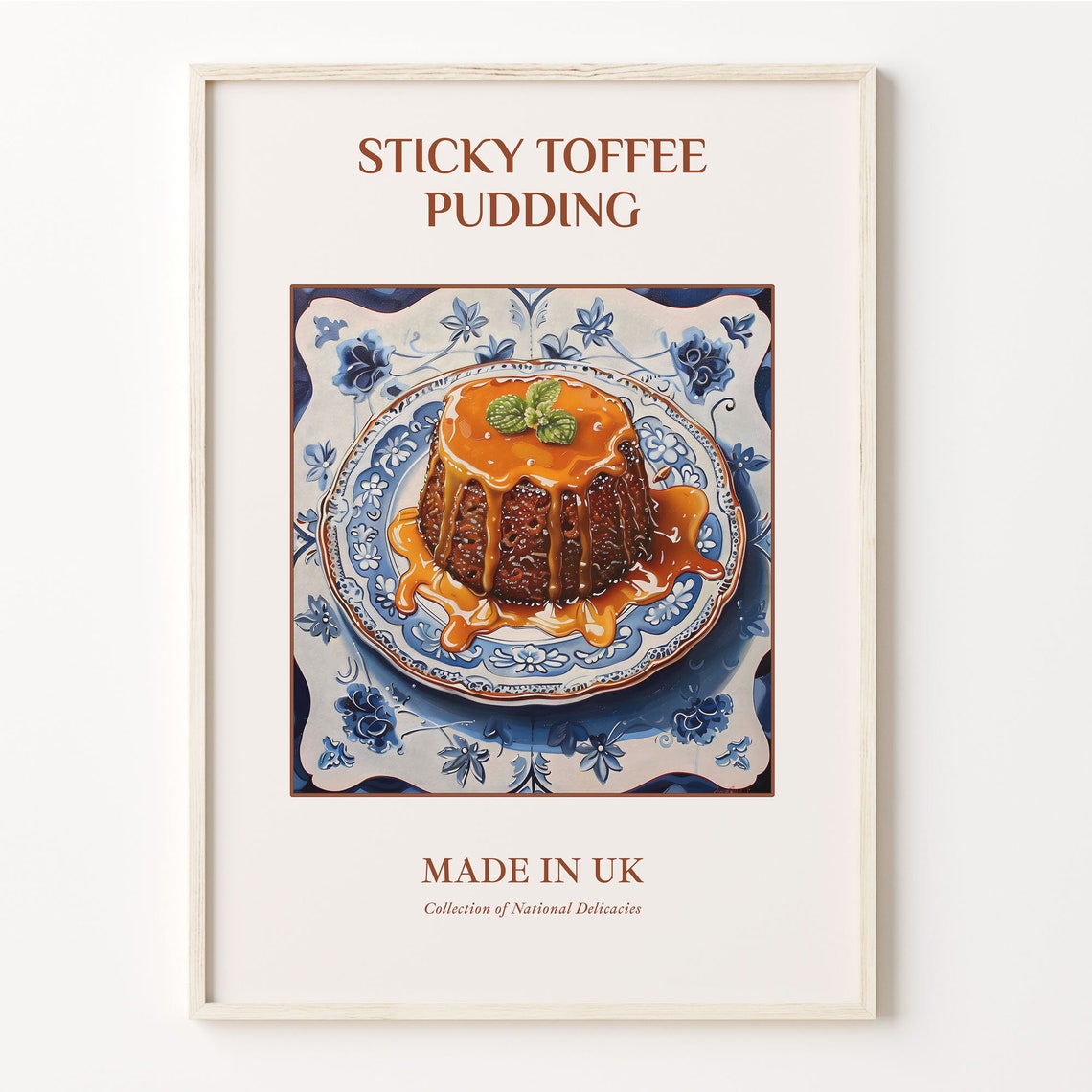 Sticky Toffee Pudding British Dessert Tile Plate Art Kitchen Poster