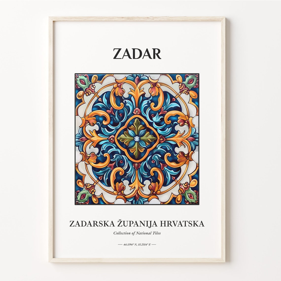 Zadar Croatia Ornate Baroque National Tile Pattern Decor Poster