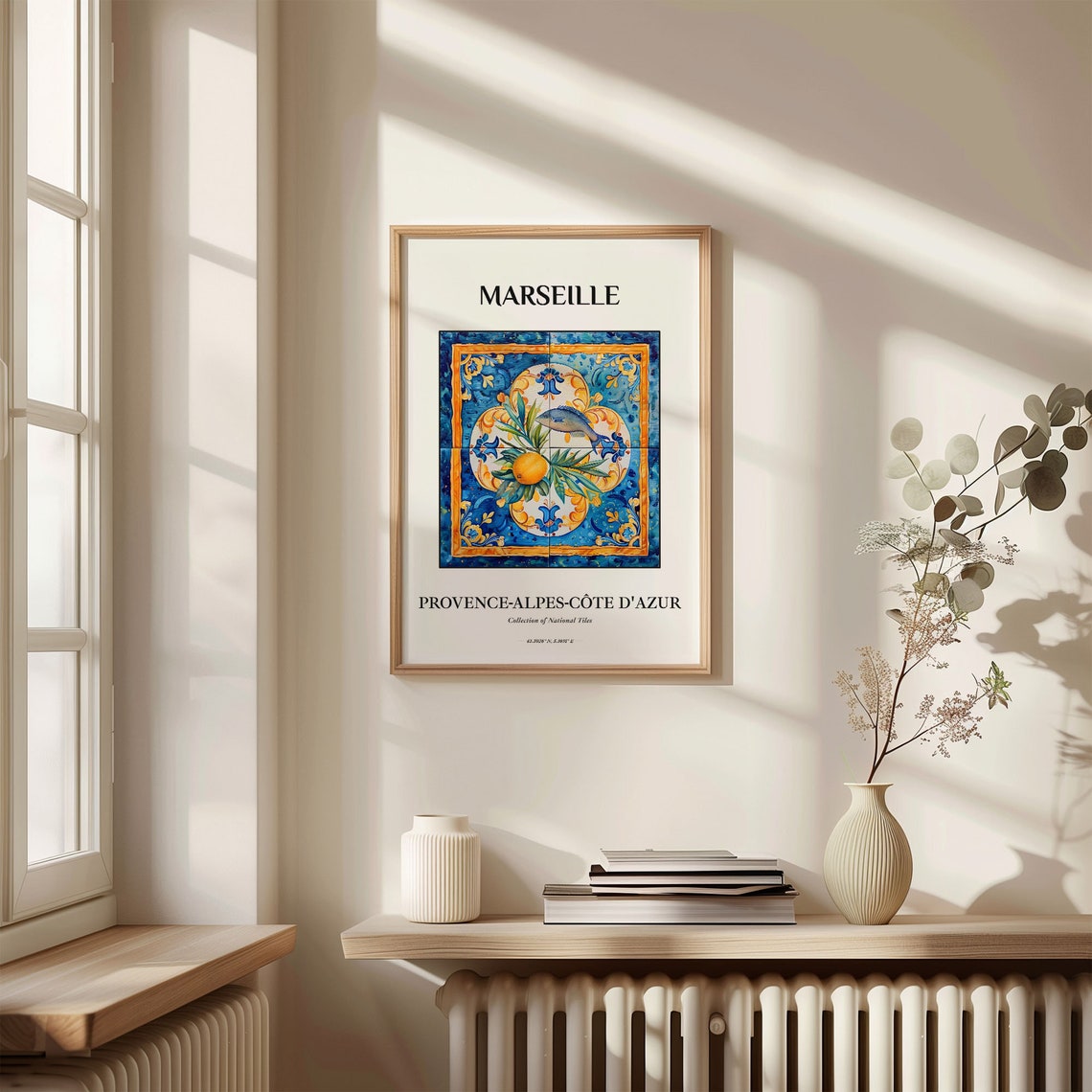 Marseille Provence French Fish Orange Blue Gold Tile Decor Poster - Image 3