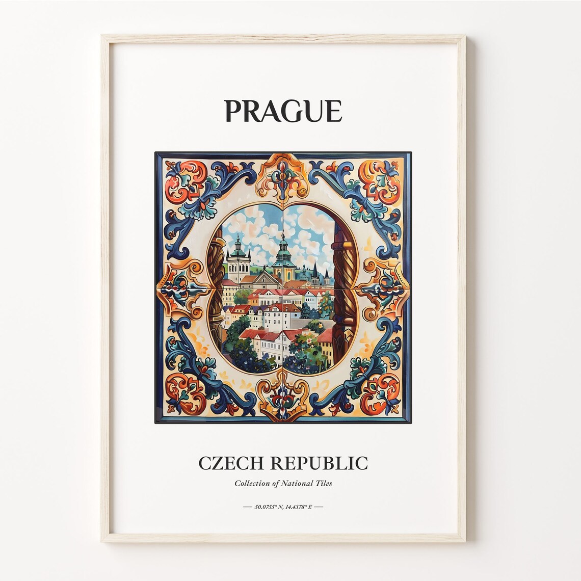 Prague Czech Republic Old Town Square Maiolica Tile Scene Wall Art