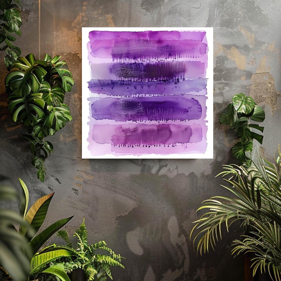 Watercolor Amethyst Abstract Purple Stripes Minimalist Modern Wall Print